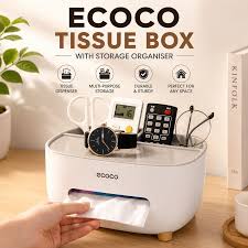 Ecoco 4-in-1 Premium Tissue Box &amp; Multifunctional Desk Organize