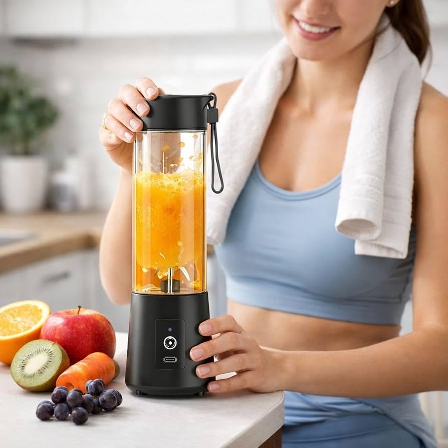 Portable USB-C Rechargeable Blender – 6-Blade High-Speed Personal Smoothie Maker for Fruit Juices