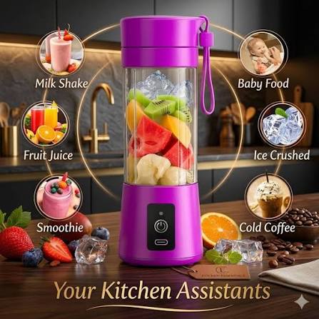 Portable USB-C Rechargeable Blender – 6-Blade High-Speed Personal Smoothie Maker for Fruit Juices